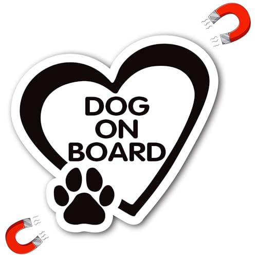 Image of Dogs on Board Pink Pawprint Magnet Decal, 5 Inch, Heavy Duty Automotive Magnet for Car Truck SUV (Black)