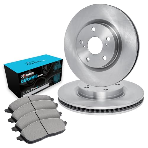 R1 Concepts Front Brake Kit For 2013-2019 Nissan Sentra| Blank Brake Rotors| Ceramic Brake Pads and Rotors Kit