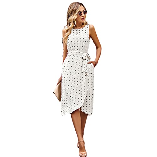 Robe de soirée à pois beige chic avec ceinture amovible taille M