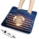 Electric Heated Foot Warmer with Dual-Sided Heating Elements, Washable Feet Heating Pad Under Desk/in Bed, 20” x 20” Heated Pad Timer Temperature Settings in Home Office for Abdomen Feet Back