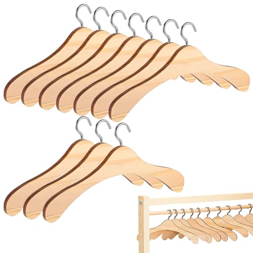 {Perchas Ropa Muñecas Madera Perchas Ropa 10 Piezas Perchas para Muñecas En Miniatura, Perchas de Madera para Muñeca, Perchas de Madera Bjd, Perchas para Ropa de...