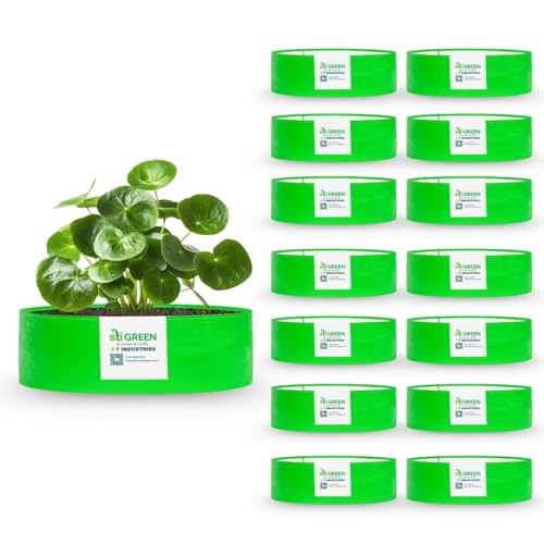 Image of HDPE Grow Bags for Plants 12X6 Inch (Pack of 15) | 260 GSM Heavy Duty UV-Protected Round Green Colour Plant Bags for Terrace and Vegetable Gardening | Strong & Reusable|