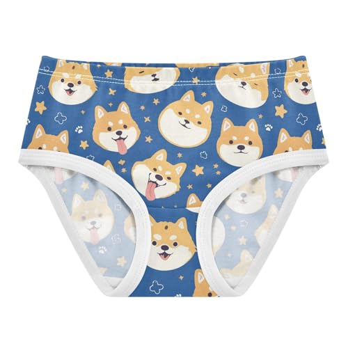 Wusikd Cute Shiba Inu Dog Girls' Underwear Cotton Stars Girls Briefs Soft Toddler Underwear 2T