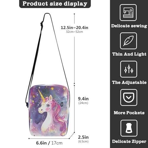 Crossbody Bag Cute Unicorn Messenger Bag for Women Men Purse Shoulder Bag Satchel Bag with Adjustable Strap 214B92383