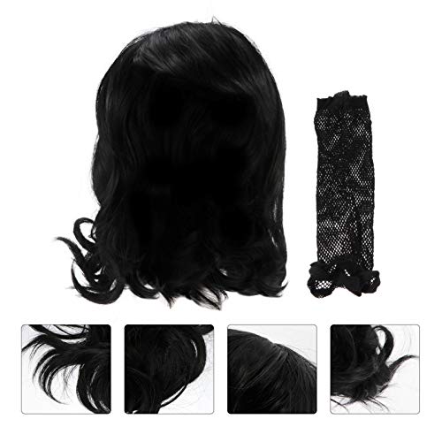 FRCOLOR Peruca Longa Encaracolado Comprimento Do Ombro Ondulado Preto Lolita Peruca Mulheres Cosplay