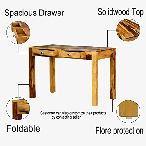 Image of Solid Sheesham Wood Study Table for Adults | Computer Table for Home | Wooden Writing Desk | Office Table for Office Work | Work from Home Table with 2 Drawers (11)