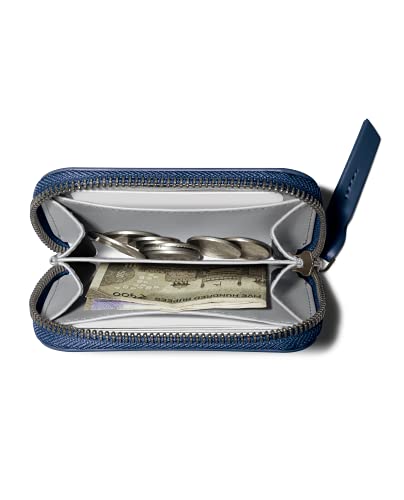 Image of DailyObjects Ultramarine Blue Zipper Slim Card & Coin Wallet | Made with Vegan Leather Material | Carefully Handcrafted | Coin Pocket