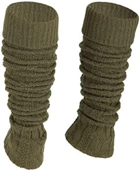 Ateena Wool Leg Warmers for Ladies, Soft Winter Knit Crochet Anklewarmers in Herringbone Pattern, Women's Gaiters for Dance or Ballet, Chunky Boot Cuffs in One Size