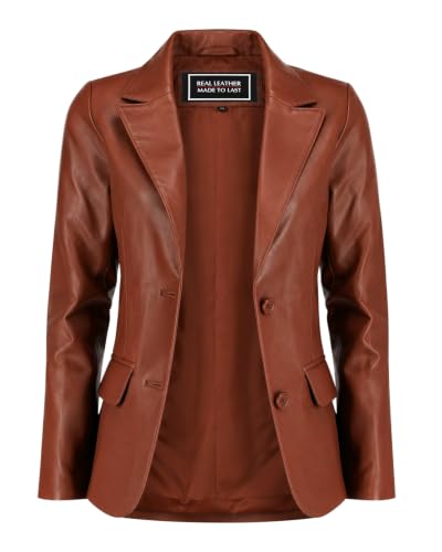 Image of Jild Classic Style Leather Blazer Women - Casual Coat Leather Jacket Women