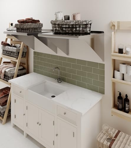 Image of AmGood 24 in. x 24 in. Stainless Steel Wall Shelf | NSF | Metal Shelving | Garage, Laundry, Storage, Utility Room | Restaurant, Commercial Kitchen