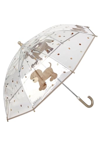 Sterntaler Regenschirm Bauernhof - Kinder-Schirm Mit Klettverschluss, Durchsichtig Mit Halbrundem Griff - Für Kinder Mit Punkten Und Tiermotiven, Transparent