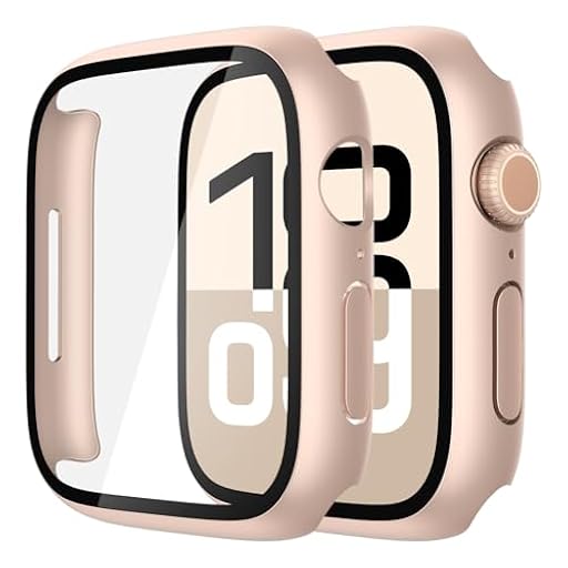 Misxi 2 Piezas Funda Protectora de PC con Protector Pantalla de Vidrio Templado para Apple Watch Series 11 Series 10 42mm, Ultrafino Cubierta de Protección para iWatch, 1 Oro Rosa + 1 Transparente | Ya disponible en tu tienda friki favorita! En mundofriki.es!