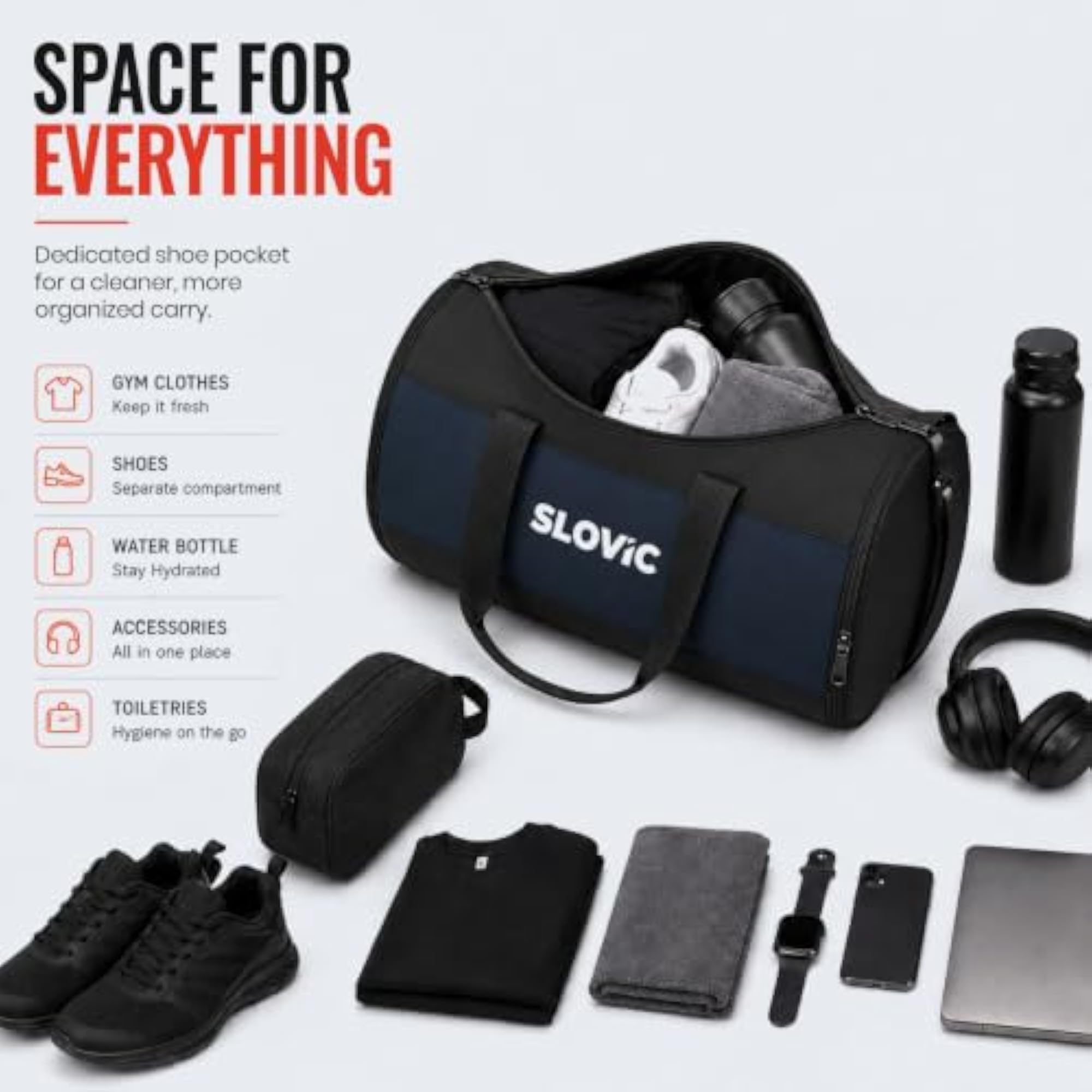 Gym Bag for Men with Separate Shoe Compartment