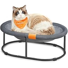 Feandrea Pet Bed, Cat Hammock, Elevated Cat Bed for Multiple Cats, with Removable Washable Mesh, for Pets up to 28 lb, Oval, Gray UPCB002G01