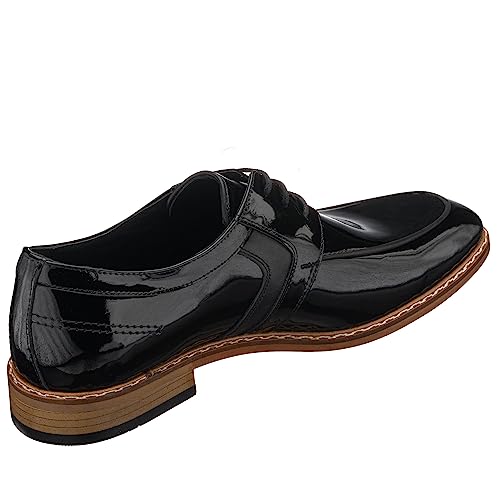 DALGALA Men's Black Patent Leather Handcrafted Oxford Shoes Lace up Shoes Mens Derby Shoes Formal Dress Shoes3