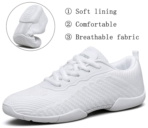 TUOTOM White Cheer Shoes for Girls Youth Cheerleading Shoes Breathable Competition Athletic Training Dancing Hip Hop Walking Sneakers3