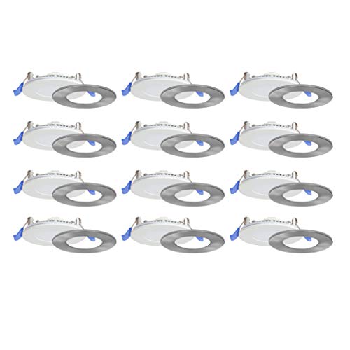 50% Off Discount Nadair SL3-450-12WH3KBN, 3 Recessed Ultra, 12-Pack, IC Rated, Dimmable, 6W=50W, 450 Lumens, 3000K (Warm White), Large Junction Box, Quick Connect System LED Slim Panel Light, Round