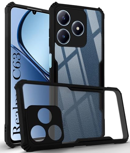 Image of Jkobi Back Cover Case for Realme C63 (Shockproof with Polycarbonate Clear Panel | Professional Black)