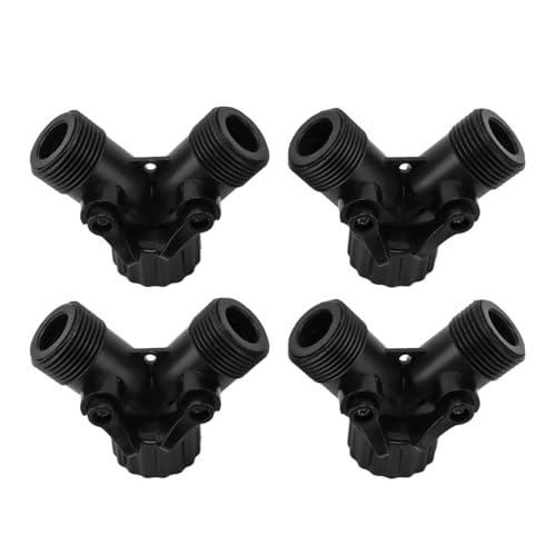 Jerliflyer Tap Y Splitter 2 Way 2 Valves Hose Splitter Connector for Garden Hose Faucet Standard 4pcs (Black)