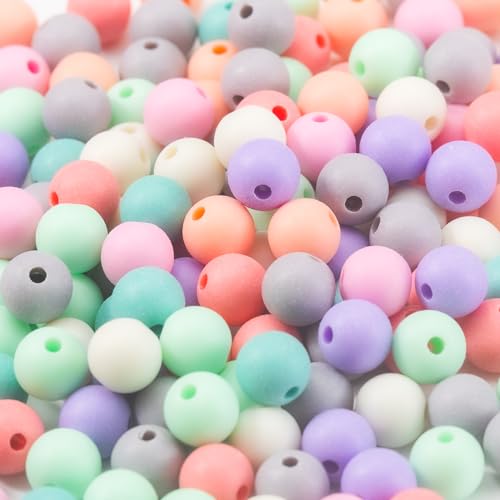 Image of Gxueshan 1000 Pcs Acrylic Plastic White Pony Beads 6x9mm Bulk Kandi Beads for Friendship Bracelet Necklace Jewelry Making Pens Hair Braiding Kit (Crack)