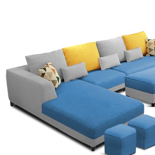 Image of Galib LHS 8 Seater L Shape Sofa Set for Living Room (Turquise Grey Fabric) Premium Fabric Sofa