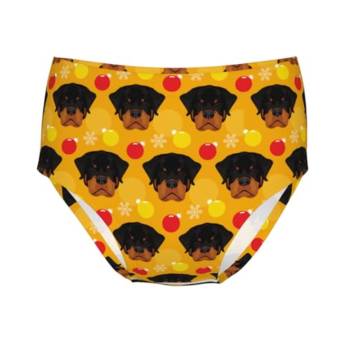 Portrait Of Cute Rottweiler Dog Girls' Underwear Soft Cotton Little Girls Panties Comfort Briefs