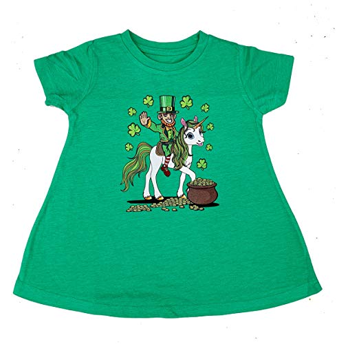 Image of Kids /Girls /Youth Leprechaun Riding a Unicorn St. Patrick's Day T-Shirt