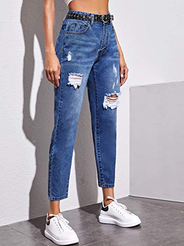 SweatyRocks Women's Ripped Boyfriend Jeans Distressed Denim Ankle Length Jeans3