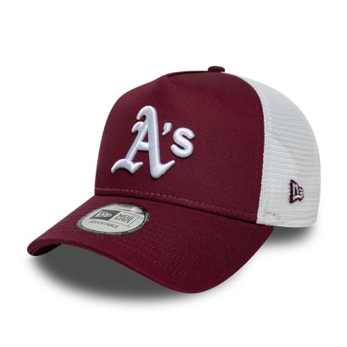Image of New Era Adults 9Forty Trucker League Essential MLB Oakland Athletics Baseball Cap Hat Dark Red