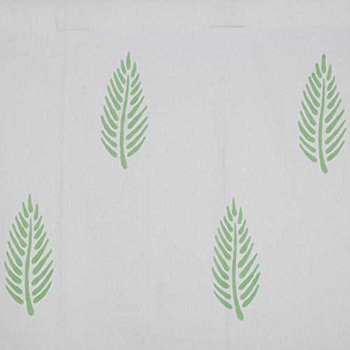 Image of LINENWALAS Mother's Day Deals on 2 Piece Jaipuri Hand Block Leaf Print 100% Cotton Door Curtain with 2 Pcs Matching Cushion Cover (Set of 4) - Green Leaf - 7ft