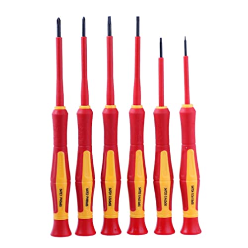 Destornillador de precisión destornillador aislante punta magnética ranurada Torx destornillador 1000V 1000V de destornillador de precisión 6 piezas
