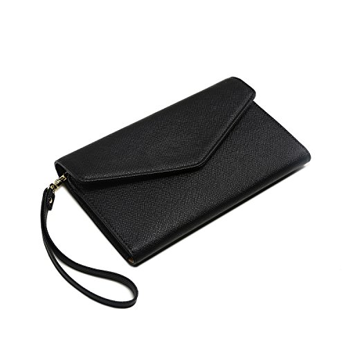 Krosslon Rfid Passport Holder Wristlet Travel Wallet Trifold Documents Organizer Slim Purse, Fit Us Uk Ca Passport Cover Traveling Accessories For Women, Black(201#) #TOP4