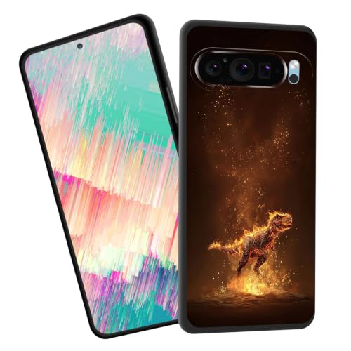 EFGWSDER for Pixel 11 Pro XL Case,Slim Shockproof TPU Soft Rubber Silicone Cover Phone Case for Google Pixel 11 Pro XL 6.8" 2026,Fiery Flaming Dinosaur