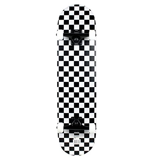 Krown Rookie Checker Skateboard, Black/White, 7.75"