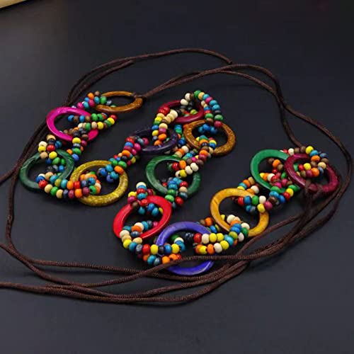 Fancy Cute Bohemia Women's Colorful Wooden Beads Rope Belt Tassel for Skirt Dress Pants Cross Knotted Hand Woven2