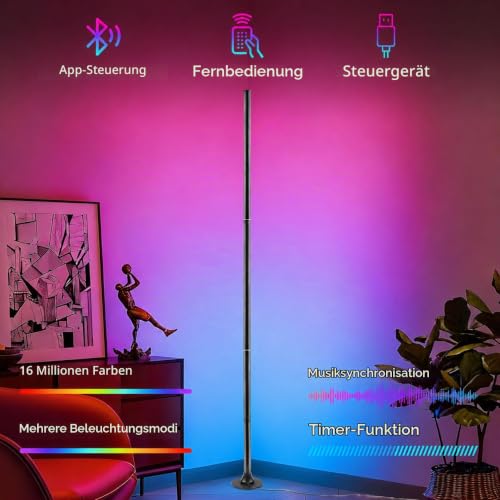 Aogled RGB Stehlampe Dimmbar 120cm mit App & Fernbedienung – Ansicht 2