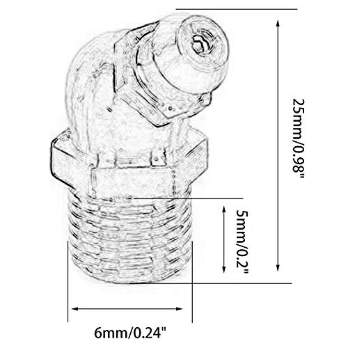 Image of M6 x 1mm Metric Thread 45-Degree Angled Brass Hydraulic Zerk Grease Nipple Fitting,PACK OF 15