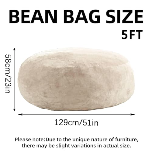 Image of Giant Bean Bag Chairs for Adults,5FT,Bean Bag Chair with Filler Included,Highly Resilient Memory Foam Chair,Jumbo Bean Bag,Suitable for Bedroom and Dormitory Game Chair. (Apricot, 5 Foot)