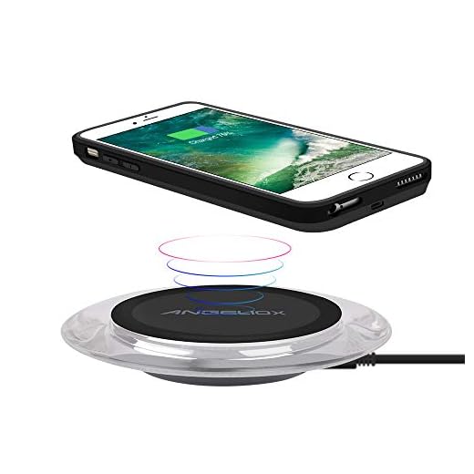 Qi Wireless Charger with Qi Wireless Charging Case for iPhone 7/6s/6(4.7"- for Regular Size) ANGELIOX 10W Wireless Charging Mat Base for iPhone Xs Max/X/ 8,Galaxy Note 9/8/S9/S8