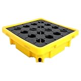 Tarima antiderrames Industrial de 43 l, tarima de plástico, de Alta Visibilidad, en Amarillo y Negro, de Polietileno Resistente para almacenes, oficinas e Industria.