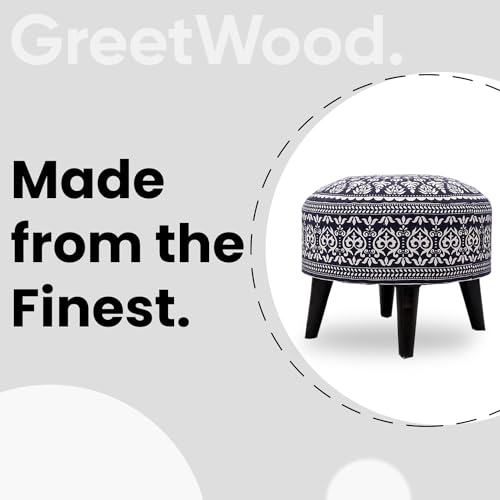 Image of Stool Ottoman Pouffes for Living Room, Home, Office Furniture Stool with Soft Cotton Cushion Mudda Footrest for Chair Sofa Bed Dressing Decor, Mandala Blue (14 Inch Pack of 2)