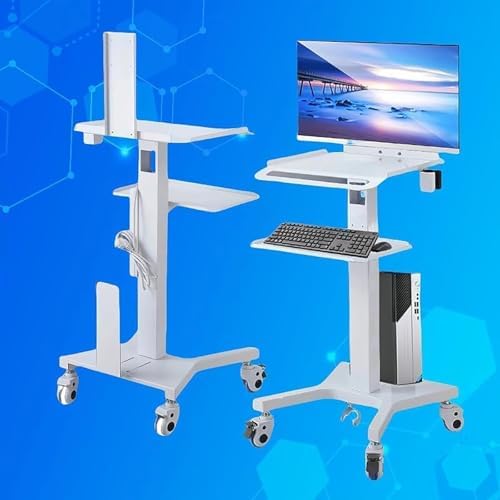 Carrito médico para Carrito móvil con Soporte para Monitor y Escáner Oral, Carro Dental con Ruedas, Carro de Doble Capa para Hospital, Clinica Dental y Oficina