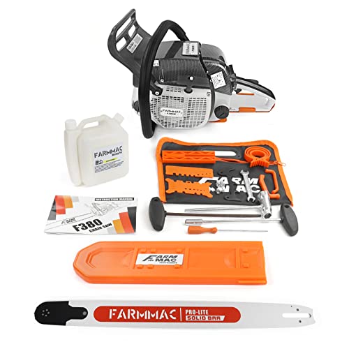 Farmmac F380W Gas Chainsaw With 24 Inch Alloy Solid Bar, 72Cc 2-Cycle Gasoline Power Chain Saws, 3.6Kw 4.8Hp For Professional Logging Work, Power Chain Saw All Parts Compatible With Ms381 Ms380 038 #TOP1