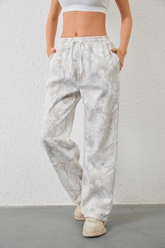 Women Baggy Camo Pants Wide Leg High Waist Drawstring Camouflage Sweatpants Fleece Jogger Pants with Pockets4