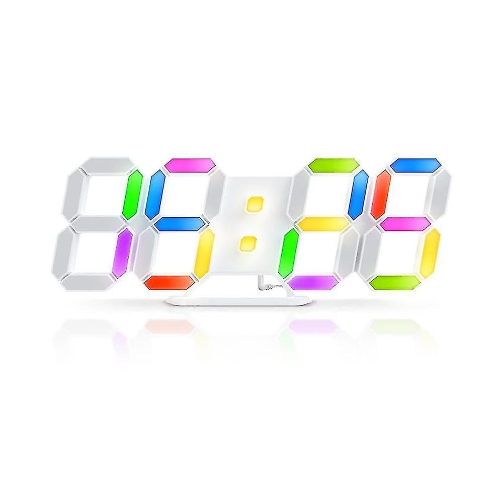 JOYHAPPST 3d Led Digital Wall Clock Rgb Clock Luminous Table Alarm Clock Time Date Table Clock With App Contr