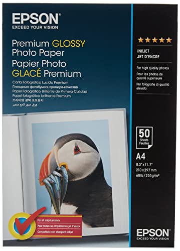 S041624 - Boîte de 50 feuilles de papier photo Premium glacé A4, 255 g/m²