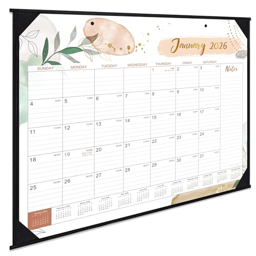 2026 Desk Calendar - Desk Calendar 2026 22 x 17 Jan 2026 - Dec 2026 12 Monthly Desk/Wall Calendar Large Ruled Blocks Notes Thick Paper Corner Protector Rolled Desk Calendars with Box