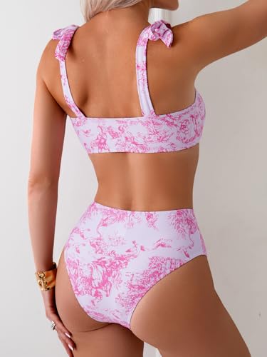 Verdusa Women's 2 Piece Graphic Bikini Set Bow Tie Shoulder Swimsuit Summer Bathing Suits2