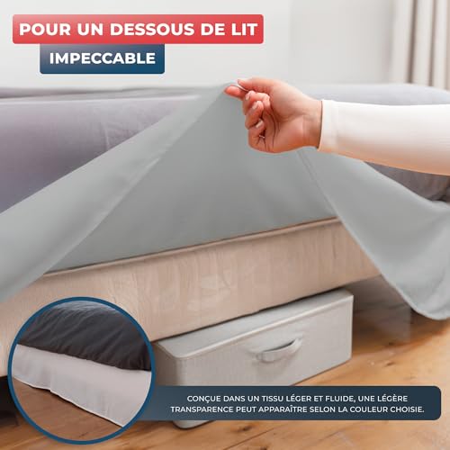 Cache sommier 160x200 Wrappybag jupe de lit protection grise - 5