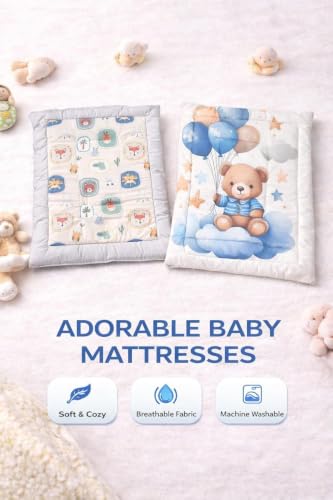 Image of SHOPPOFOBIX New Born Baby Godadi Pack of 3 Combo Set, Soft Cotton godi| Baby Mats | Babys Bed | Crib Sheet | Cartoon Mats Babys Godadi | Bedding Mats Set (3)